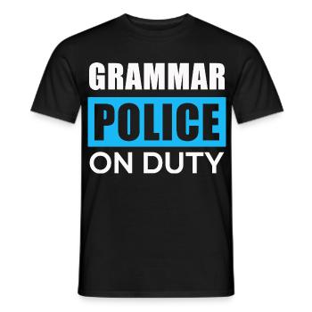 La police de la grammaire en action - T-shirt homme - noir - Devant - AI Model Male 178 light (178cm)