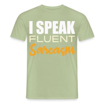 Je parle couramment le sarcasme - T-shirt homme - vert sauge - Devant - AI Model Male 178 light (178cm)