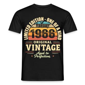 Cadeau d’anniversaire de février 1966 Février 1966 - T-shirt homme - noir - Devant - AI Model Male 178 light (178cm)
