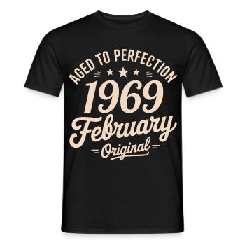 Février 1969 - February 1969 - Men's T-Shirt - black - Front - AI Model Male 178 light (178cm)