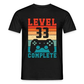 33. Geburtstag Level 33 Complete 33 Jahre Gamer - Männer T-Shirt - Schwarz - Vorne - AI Model Male 178 light (178cm)