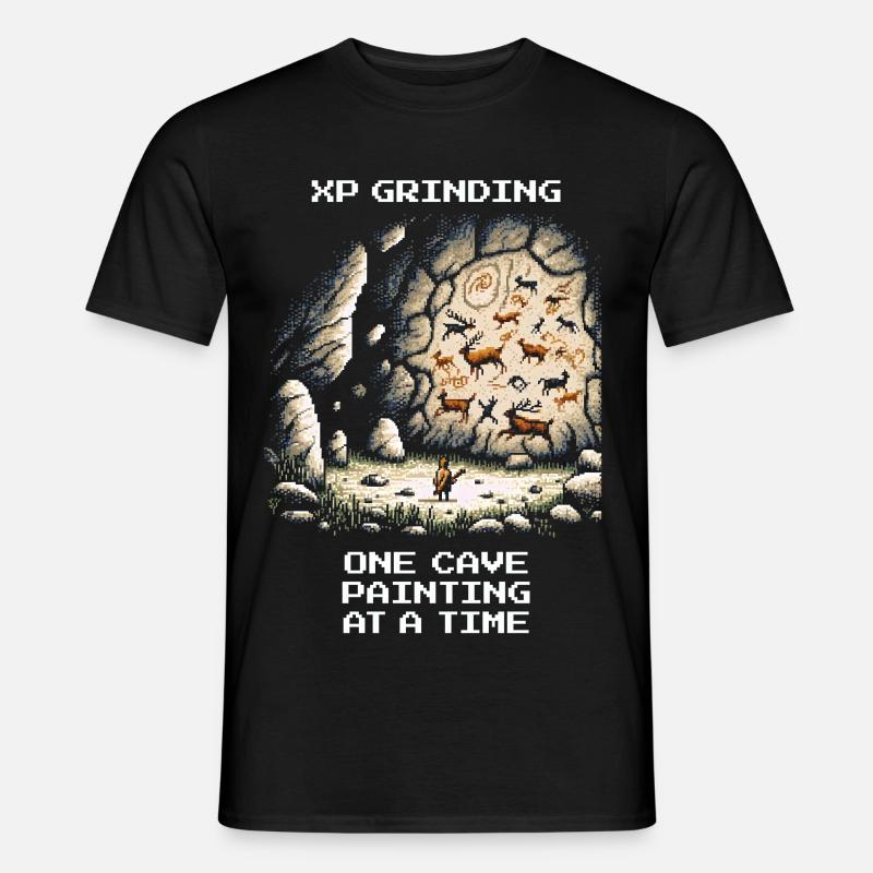 XP grinden: Höhlenmalerei | Urgeschichte - Männer T-Shirt - Schwarz