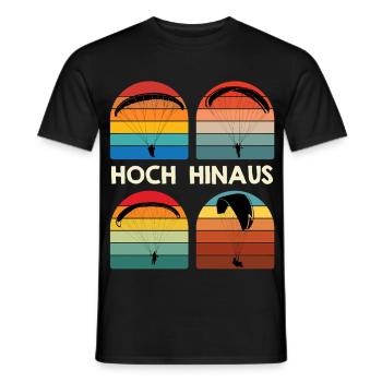 Paragliding HIGH UP Retro Funny - Men's T-Shirt - black - Front - AI Model Male 178 light (178cm)