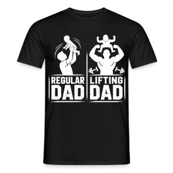 Dadkraft Doppelbild: Normaler vs Kraftdad - Männer T-Shirt - Schwarz - Vorne - AI Model Male 178 light (178cm)