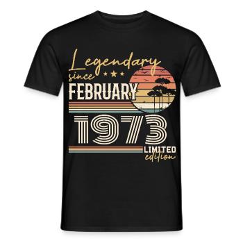 February 1973 Birthday 1973 Legends February - Men's T-Shirt - black - Front - AI Model Male 178 light (178cm)