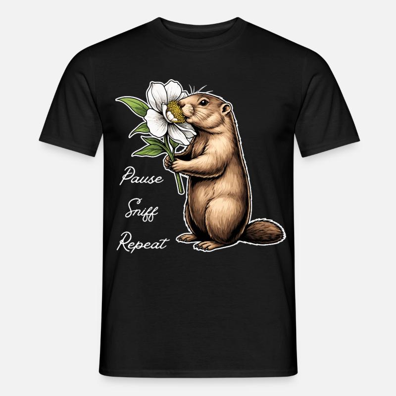 Murmeltier: Pause, Schnuppern, Weitermachen - Männer T-Shirt - Schwarz