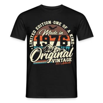 Cadeau d’anniversaire pour le 50e anniversaire 1976 Vintage Retro - T-shirt homme - noir - Devant - AI Model Male 178 light (178cm)