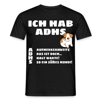 J’ai un TDAH - Motif de chiot - T-shirt homme - noir - Devant - AI Model Male 178 light (178cm)