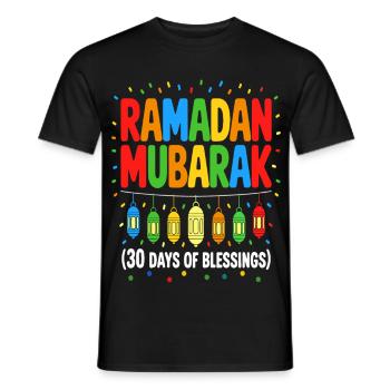 Ramadan Mubarak Lantern Happy Ramadan Mubarak Boys - Men's T-Shirt - black - Front - AI Model Male 178 light (178cm)