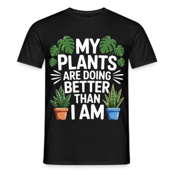 Mes plantes vont mieux que moi - T-shirt homme - noir - Devant - AI Model Male 178 light (178cm)