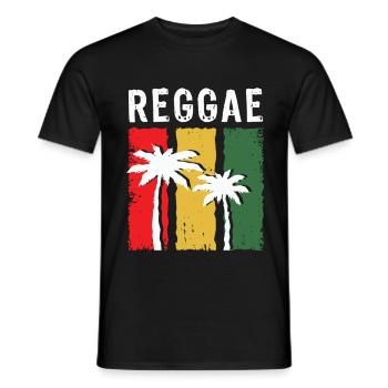 Reggae Palm Trees in Rasta Color Block - Men's T-Shirt - black - Front - AI Model Male 178 light (178cm)