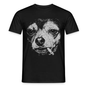Chihuahua Smoking Funny Dog Humor Meme - Men's T-Shirt - black - Front - AI Model Male 178 light (178cm)