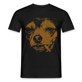 Chihuahua Raucht Lustiger Hunde Humor Meme - Männer T-Shirt - Schwarz - Vorne - AI Model Male 178 light (178cm)