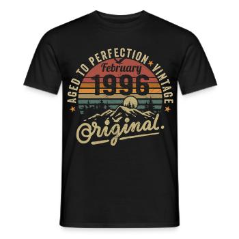 Février 1996 - Février 1996 Anniversaire février 1996 - T-shirt homme - noir - Devant - AI Model Male 178 light (178cm)