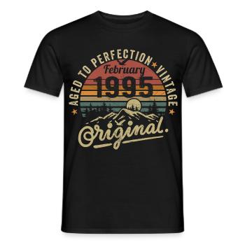 Februar 1995 - Februar 1995 Jahrestag Februar 1995 - Männer T-Shirt - Schwarz - Vorne - AI Model Male 178 light (178cm)