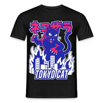 Chat monstre rétro - T-shirt homme - noir - Devant - AI Model Male 178 light (178cm)