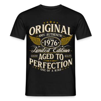 Cadeau d’anniversaire pour le 50e anniversaire 1976 Vintage Retro - T-shirt homme - noir - Devant - AI Model Male 178 light (178cm)