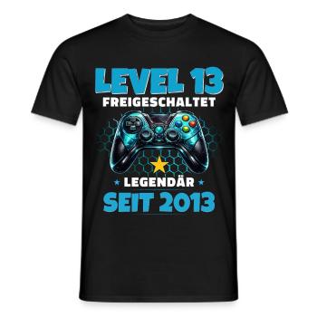 Maillot joueur du 13e anniversaire Niveau 13 débloqué - T-shirt homme - noir - Devant - AI Model Male 178 light (178cm)