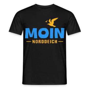 North Sea Holiday MOIN NORDDEICH Funny - Men's T-Shirt - black - Front - AI Model Male 178 light (178cm)