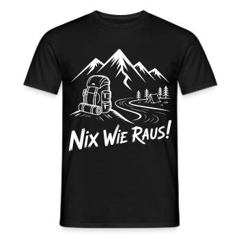 Nix Wie Raus Bergwanderabenteuer - Männer T-Shirt - Schwarz - Vorne - AI Model Male 178 light (178cm)