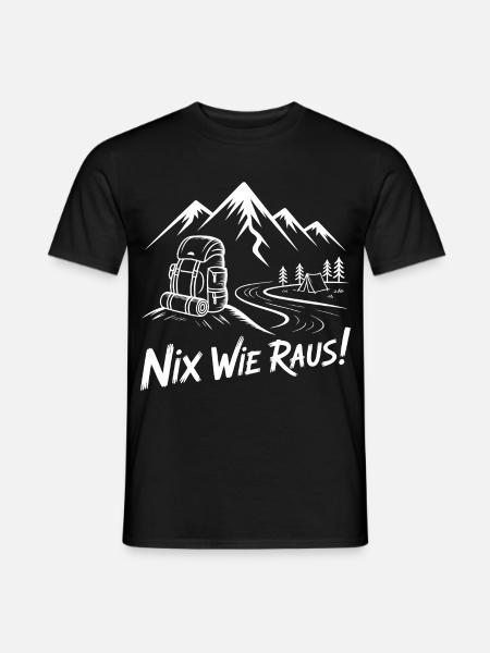 Nix Wie Raus Bergwanderabenteuer - Männer T-Shirt - Schwarz