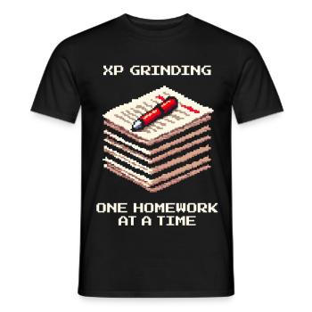 XP-Grind: Hausaufgabe für Hausaufgabe | Schule - Männer T-Shirt - Schwarz - Vorne - AI Model Male 178 light (178cm)