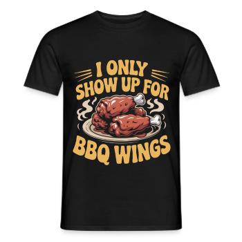 BBQ Wings Sports Evening Snack Motif - Men's T-Shirt - black - Front - AI Model Male 178 light (178cm)