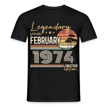 Février 1974 anniversaire 1974 légendes Février - T-shirt homme - noir - Devant - AI Model Male 178 light (178cm)