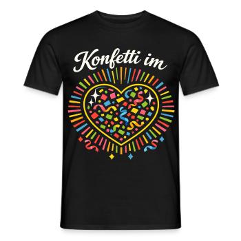 Konfetti im Herzen Karneval Fasching - Männer T-Shirt - Schwarz - Vorne - AI Model Male 178 light (178cm)