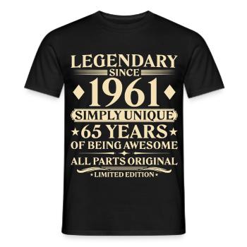 1961 Born Unique 65th Birthday - Men's T-Shirt - black - Front - AI Model Male 178 light (178cm)