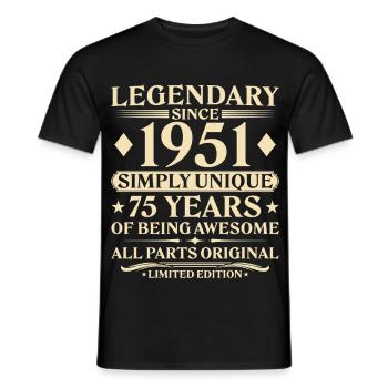 1951 Vintage Born Unique 75th Birthday - Men's T-Shirt - black - Front - AI Model Male 178 light (178cm)