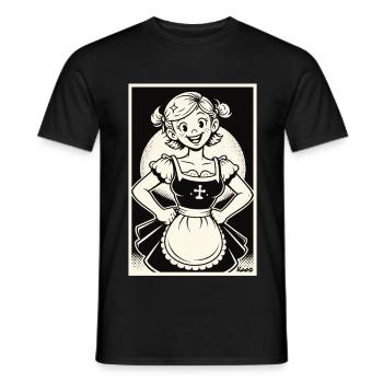 Dessin animé de la Fille Dirndl - T-shirt homme - noir - Devant - AI Model Male 178 light (178cm)