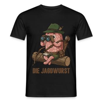 Le dessin animé Hunting Sausage Hunter Humor - T-shirt homme - noir - Devant - AI Model Male 178 light (178cm)