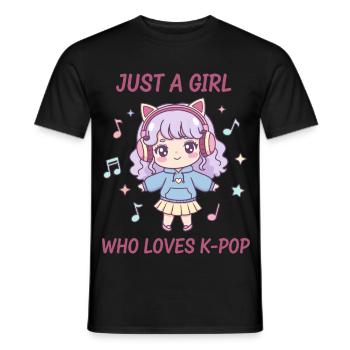 Einfach ein Mädchen, das K-Pop liebt, koreanische Musik süß - Männer T-Shirt - Schwarz - Vorne - AI Model Male 178 light (178cm)