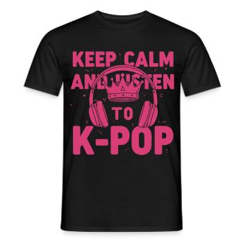 Restez calme et écoutez la musique coréenne K-Pop - T-shirt homme - noir - Devant - AI Model Male 178 light (178cm)