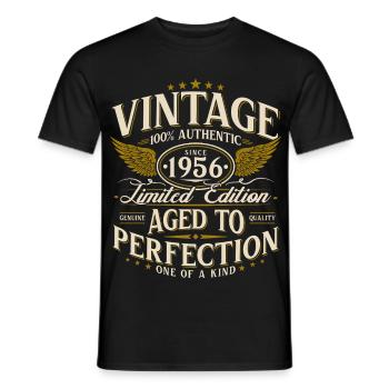 Cadeau rétro vintage pour le 70e anniversaire de 1956 - T-shirt homme - noir - Devant - AI Model Male 178 light (178cm)