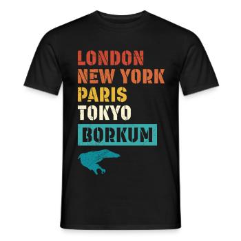 Vacances en mer du Nord LONDRES NEW YORK PARIS BORKUM - T-shirt homme - noir - Devant - AI Model Male 178 light (178cm)