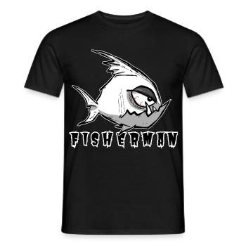 Motif drôle de pêcheur dans le style cartoon, Pêcheur - T-shirt homme - noir - Devant - AI Model Male 178 light (178cm)