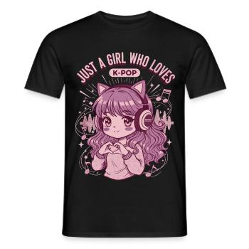 Just a girl, das K-Pop liebt, niedliche Anime-Koreanische Pop-Pop-Figuren - Männer T-Shirt - Schwarz - Vorne - AI Model Male 178 light (178cm)