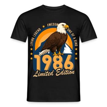 1986 Year of birth 1986 40th birthday - Men's T-Shirt - black - Front - AI Model Male 178 light (178cm)