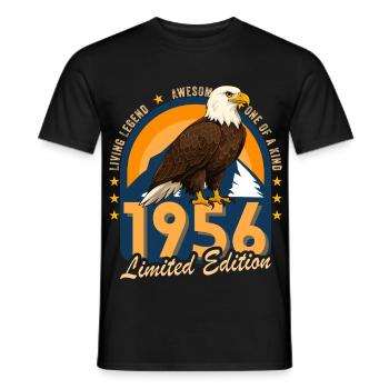 1956 Year of birth 1956 70th birthday - Men's T-Shirt - black - Front - AI Model Male 178 light (178cm)