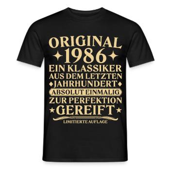 Original 1986 Classic Last Century - Men's T-Shirt - black - Front - AI Model Male 178 light (178cm)