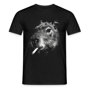 Fumer, cigarette, capybara, fumer une cigarette - T-shirt homme - noir - Devant - AI Model Male 178 light (178cm)