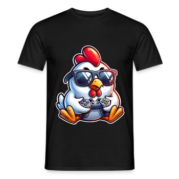 Gamer Huhn mit Controller - Männer T-Shirt - Schwarz - Vorne - AI Model Male 178 light (178cm)