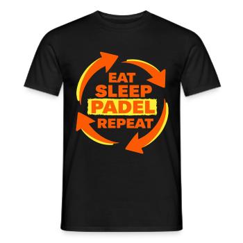 Déclaration d’athlète récurrent Eat Sleep Padel - T-shirt homme - noir - Devant - AI Model Male 178 light (178cm)