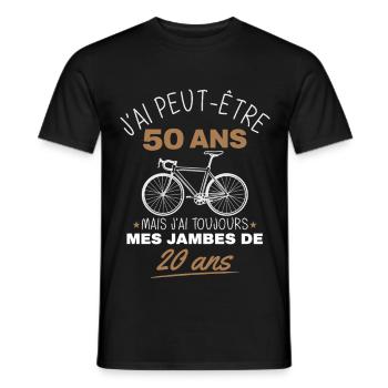 50 years old humor bike legs of 20 years old - Men's T-Shirt - black - Front - AI Model Male 178 light (178cm)