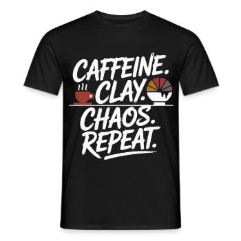 Caffeine Clay Chaos Repeat Design - Men's T-Shirt - black - Front - AI Model Male 178 light (178cm)