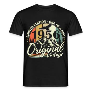 Cadeau d’anniversaire original vintage de 1956 - T-shirt homme - noir - Devant - AI Model Male 178 light (178cm)