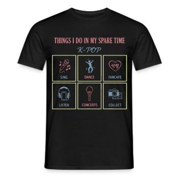 Choses que je fais pendant mon temps libre : la danse chantée de la K-pop - T-shirt homme - noir - Devant - AI Model Male 178 light (178cm)