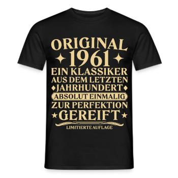 Original 1961 Classic Last Century - Men's T-Shirt - black - Front - AI Model Male 178 light (178cm)
